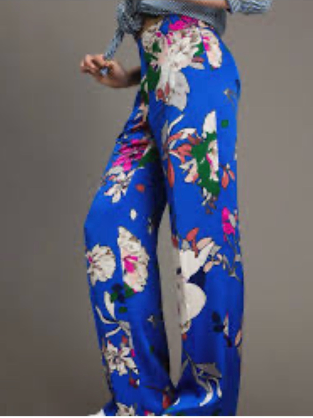 Twin-Set Royal Blue Floral Wide-Leg Pants